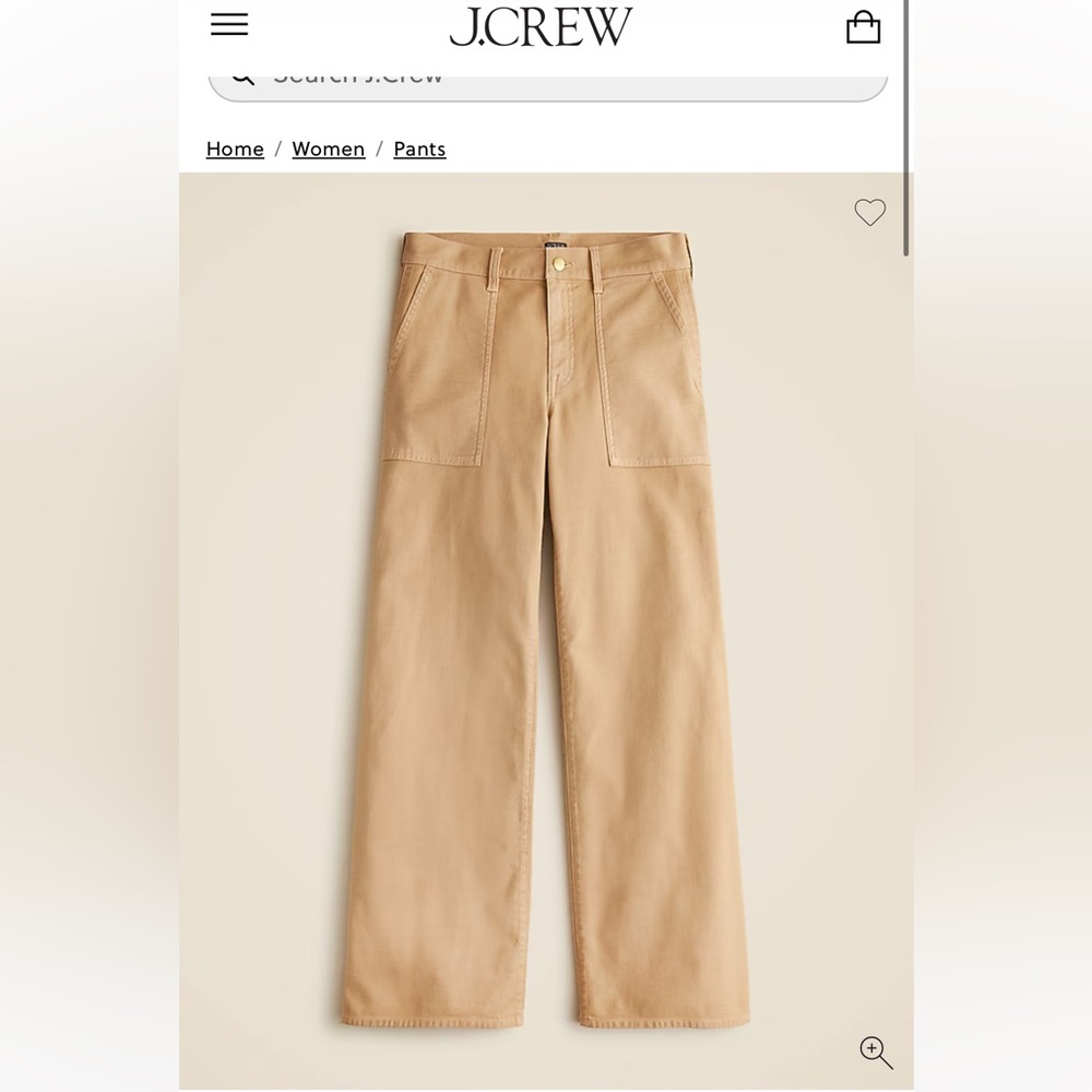 J.Crew Women’s High-Rise Camp-Pocket Wide-Leg Pant Sunkissed Khaki size 25 NWT
